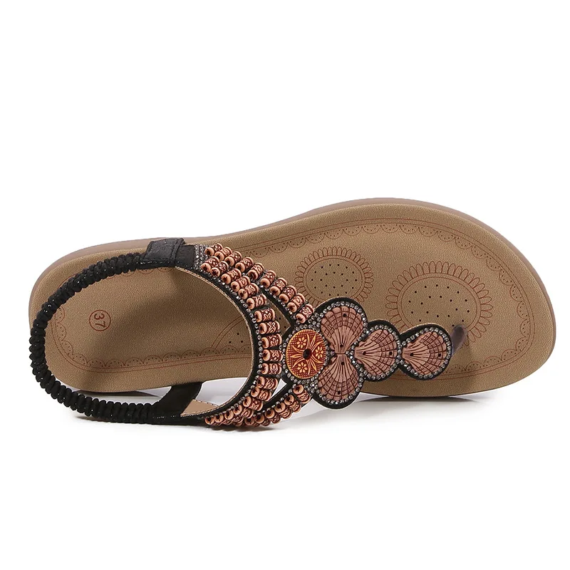 Летние трендовые женские сандалии, простые легкие повседневные туфли на плоской подошве, большой размер, носок с бриллиантами, на низком каблуке