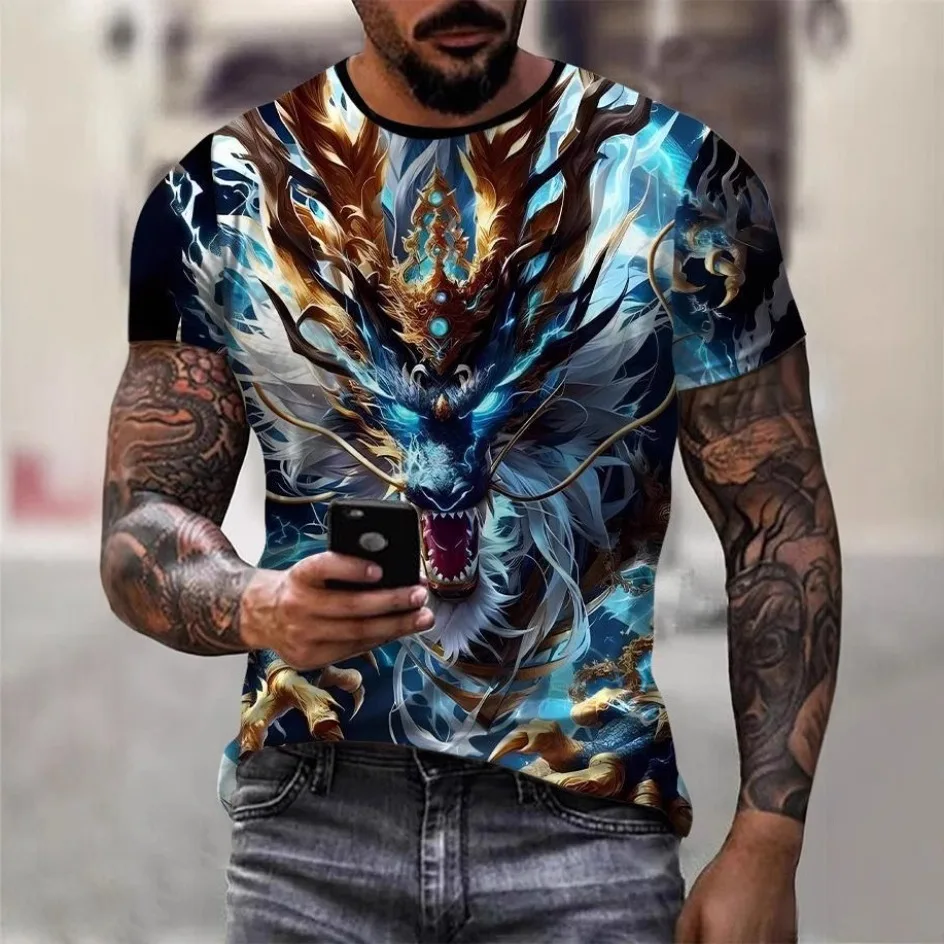 

Fashionable and cool 3D digital printed Tai Chi Bagua pattern short sleeved round neck fashionable casual T-shirt for men