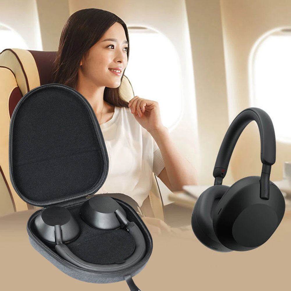 Funda protectora rígida de EVA, estuche de transporte resistente a los arañazos, funda de almacenamiento rígida y resistente a las caídas para los auriculares Sony WH-1000XM5.