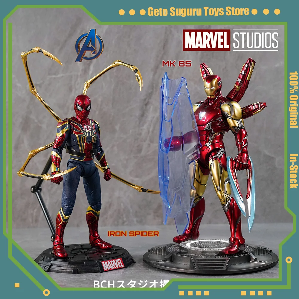 

Original Migu Marvel 1/19 Iron Man Spiderman Action Figure MK85 LED Light Anime Model Movie Movable Joints Doll Collection Toy