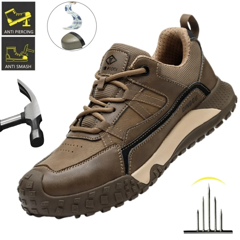 

New Safety Boots Men Work Sneakers Anti-smash Indestructible Shoes Anti-puncture Work Safety Shoes Steel Toe Protective Boots
