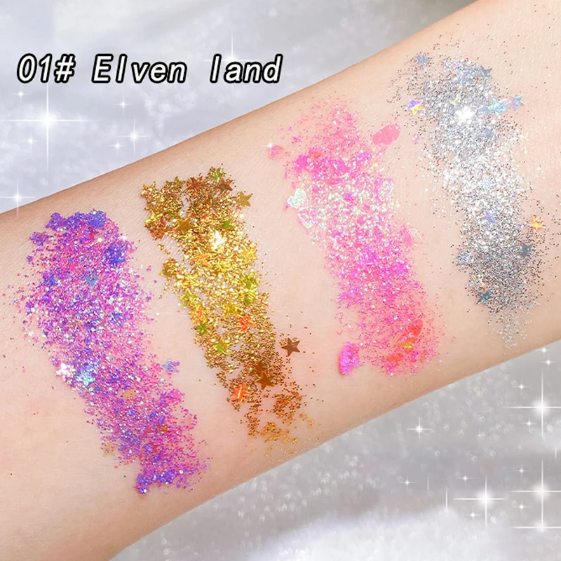 Vassoio per ombretti Sparkling Diamond 4 colori - Zucca di Halloween e toni di ciliegio, blu/oro/giallo, cosplay e trucco scenico