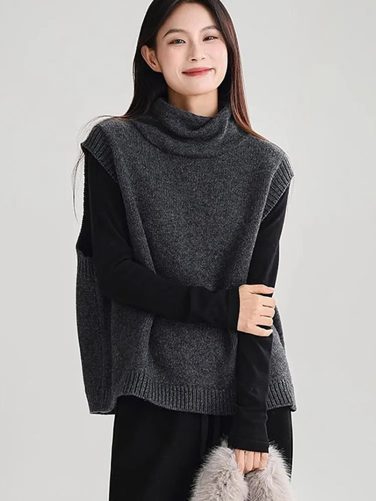 Hoge kraag Pure kleur gebreide trui Svel Hoodie Warm Faionable Casual Top Damesvest Comfortabel ademend