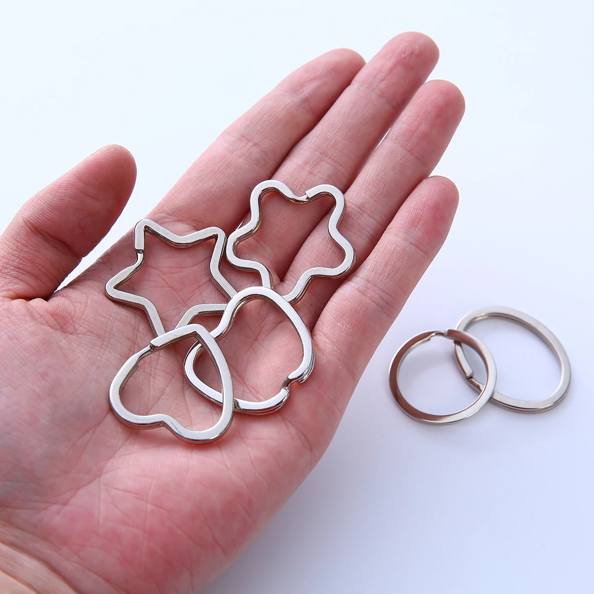 5/10/20/50pcs Metal Key Rings Love Star Shaped Keychain Open Ring Keyings for Jewelry Making DIY Handcrafts Supplies