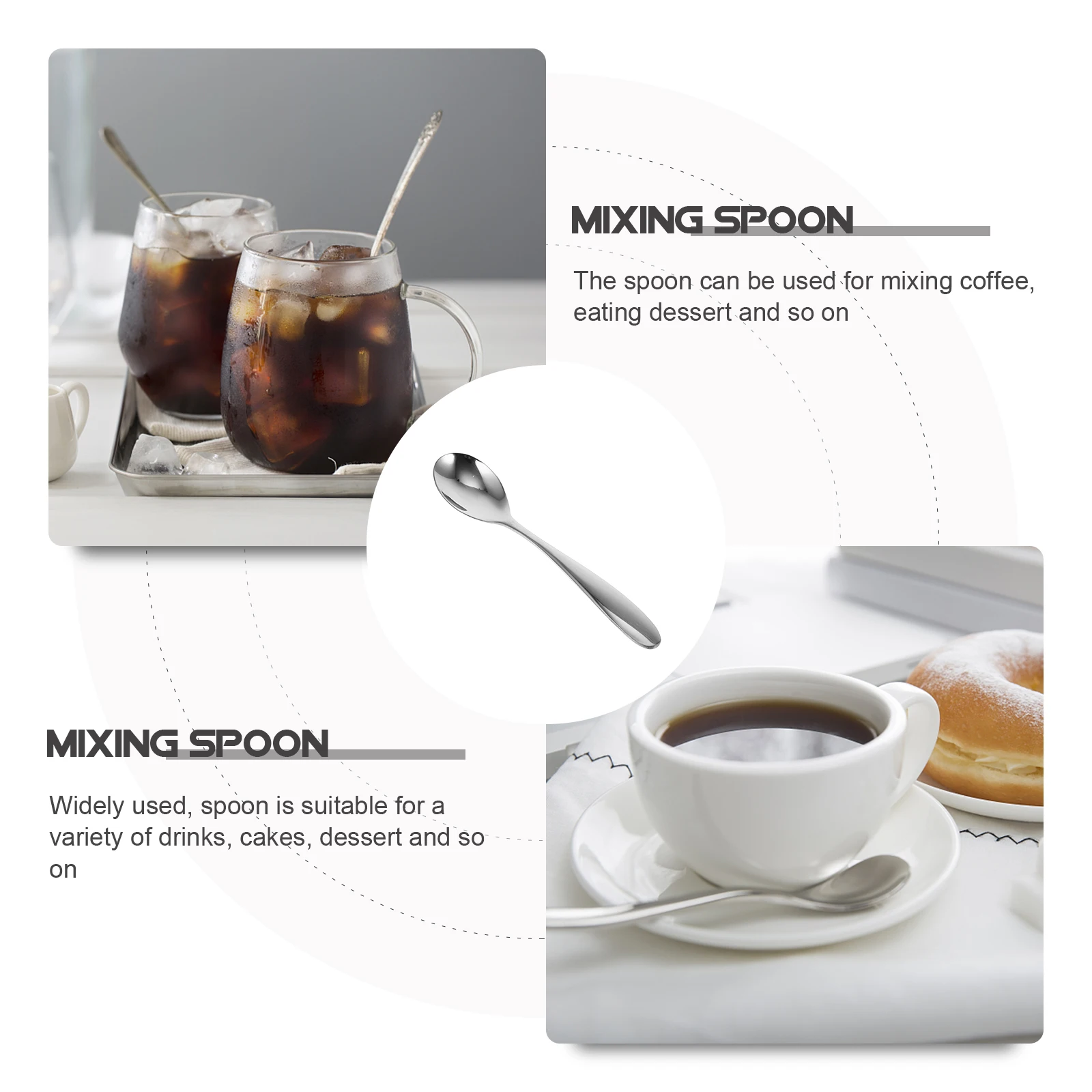 

10pcs Coffee Spoons Stainless Steel Mixing Spoons Kitchen Dessert Tea Sugar Spoon Multifunctional Metal Spoon For Drinks Ice