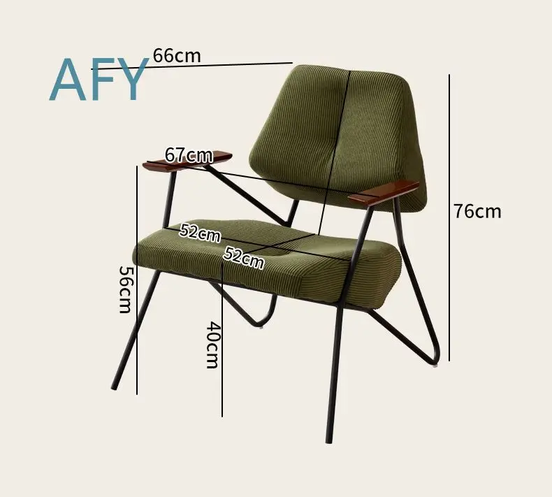 Modern Cafe Bistro Chair for Restaurant Coffee Shop with Iron Frame Lounge Seat Side Table Stylish Single Sofa Nordic