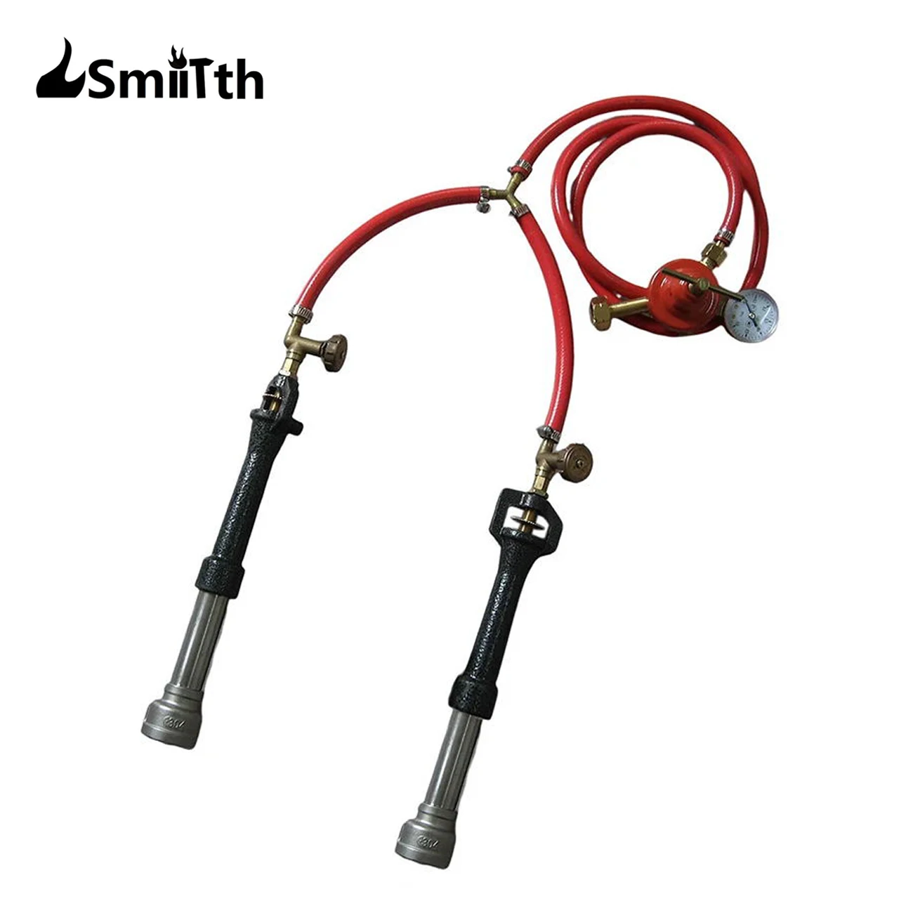 

LSMIITTH Dual Propane Gas Forge Burner With High Pressure Regulator Blacksmith Knife Making Melting Furnace with Air Choke