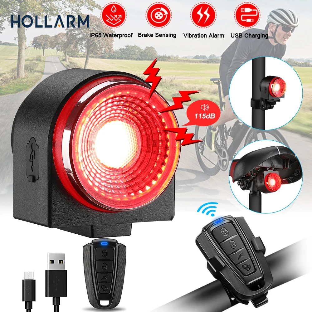 Hollarm A8Pro Bicycle Alarm IPX65 Waterproof Bicycle Rear Light Brake Sensing Bicycle Lamp Anti Theft Alarm Bike Taillight Horn