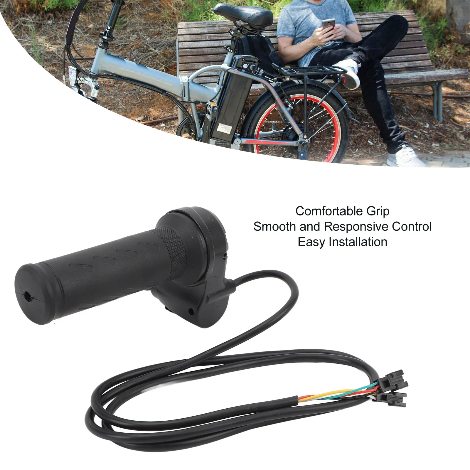 Elektrischer Fahrrad-Gasgriff, universeller Gasgriff für Elektrofahrräder und Scooter mit 2 Schlüsseln, wasserdichter Geschwindigkeitsregler
