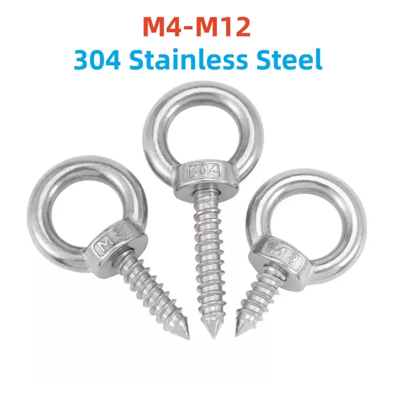 M4 M5 M6 M8 M10 M12 304 Stainless Steel Hanger Ring Self-tapping Screws Sheep Eye Round Ring Self Tapping Screw