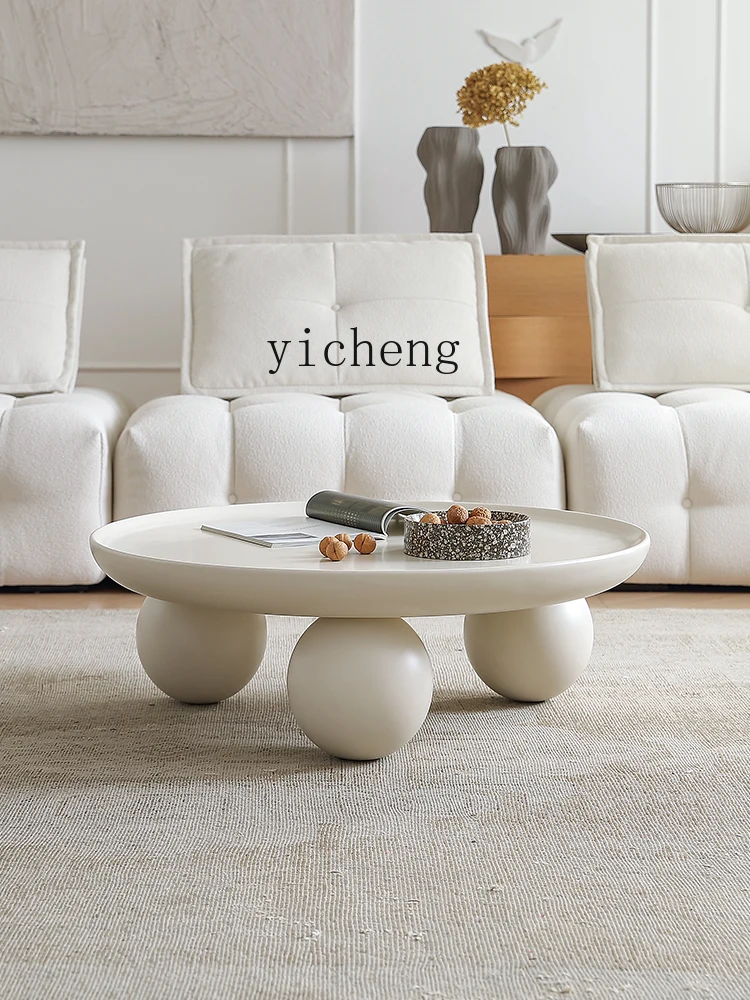 XL round Bowl Coffee Table Living Room Style French Wood Foot White round Pier Coffee Table