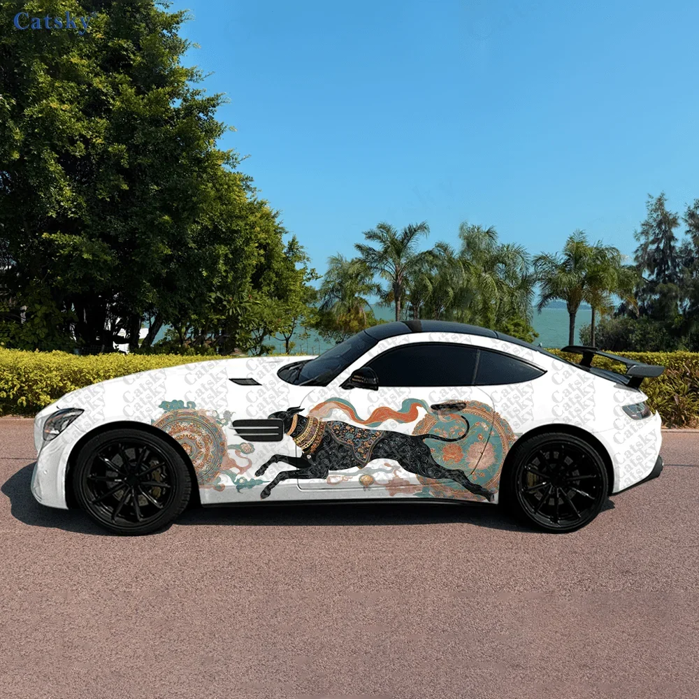 Elegant Doberman Art Car Side Sticker Decoration,PVC Waterproof Scratch Resistant Decal,Car Protection,Auto Accessories Gift