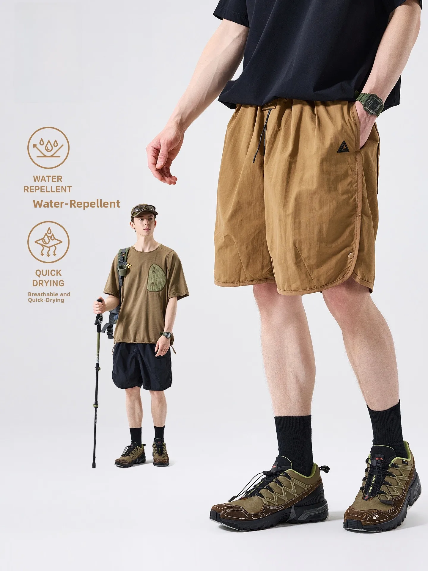 LAZY DAY Outdoor Quick Dry Sports Shorts Men's Summer Loose Cool Feeling Breathable Casual Five-Quarter Pants