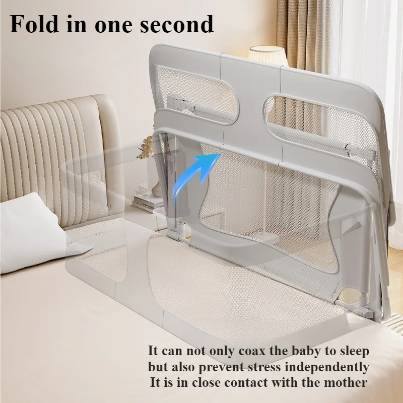 Baby Bedside Sleeper Foldable Bed Side Baby Bassinet Portable Crib Breathable and Visible Mesh Window Soft Washable Liner Cover