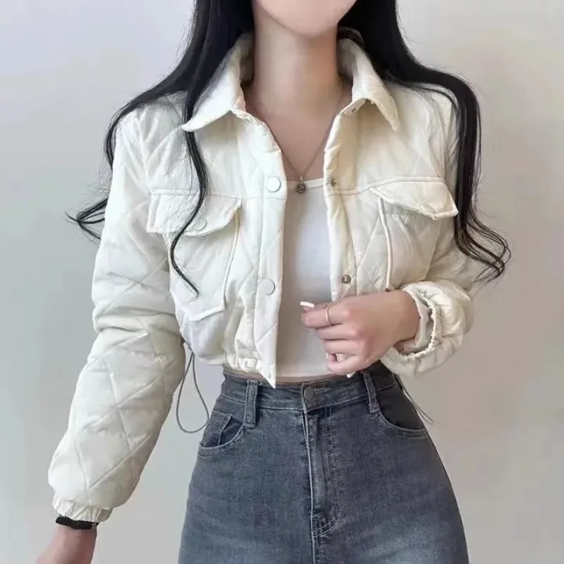 Women's Autumn/Winter Top Coat Cotton Coat Solid Color Lapel Zipper Warm Retro Simple Comfortable Casual Design Niche Versatile