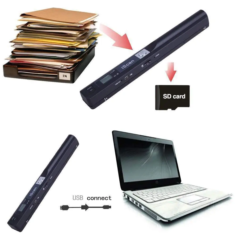 New iScan Portable Handheld Scanner A4 900DPI USB Wireless Scanner for Home Business Photo Picture Receipts Scan Support JPG/PDF