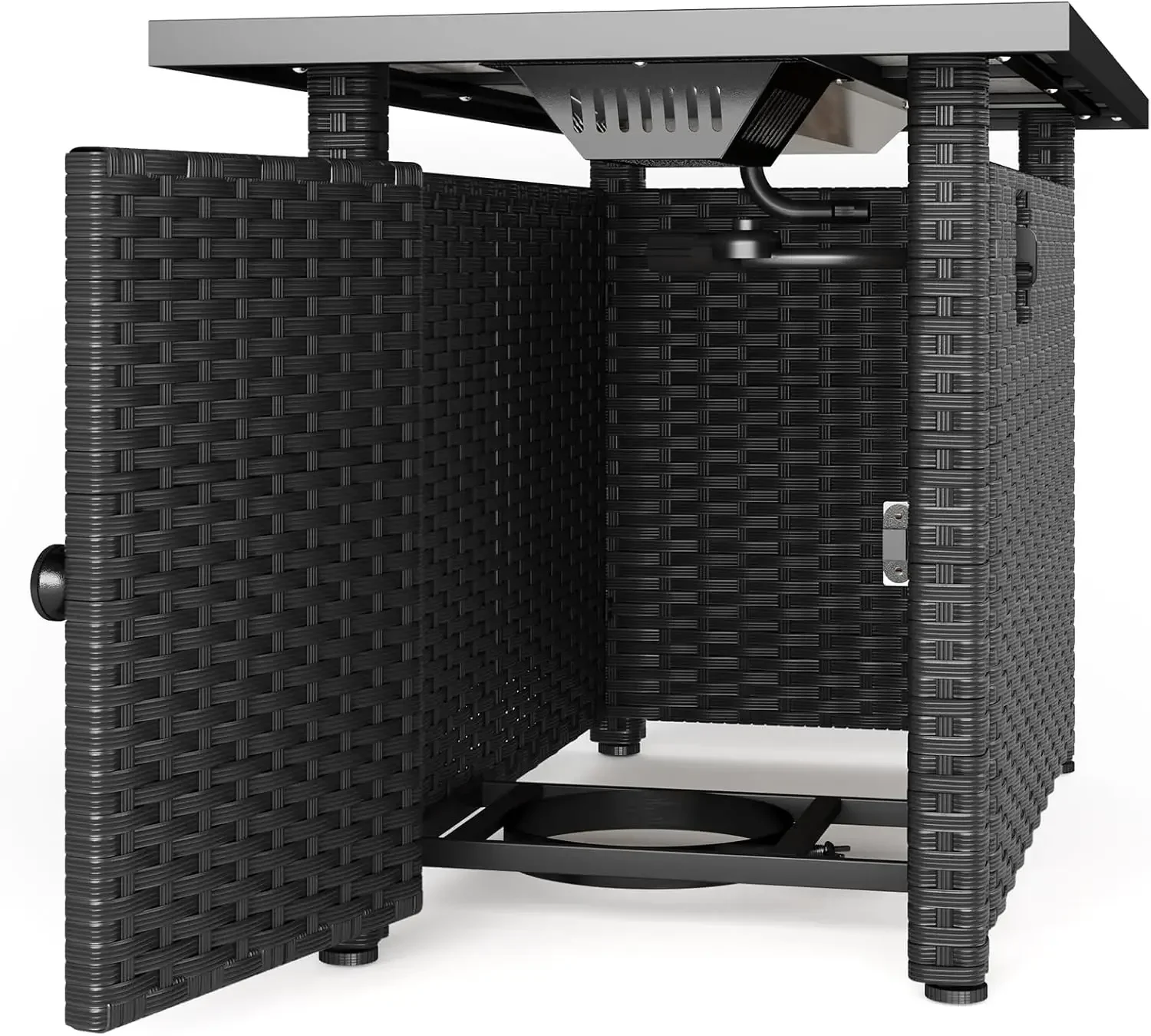 طاولة حفرة نار تعمل بالغاز مقاس 45 بوصة، حفرة نار من البروبان مع صخور زجاجية، غطاء مقاوم للماء وروطان البولي ايثيلين، حفر نيران للفناء الخارجي للفناء الخلفي