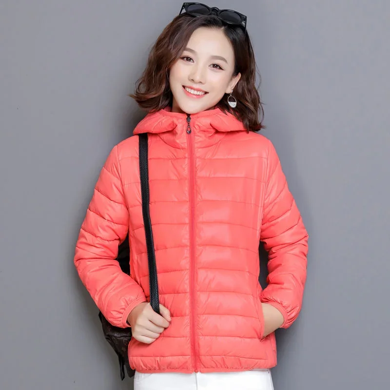 Cropped Thick Padding Feather Zip-up Quilted Padded Female Coats Short Hoodie Lightweight Puffer Women\'s Jacket High Quality Hot