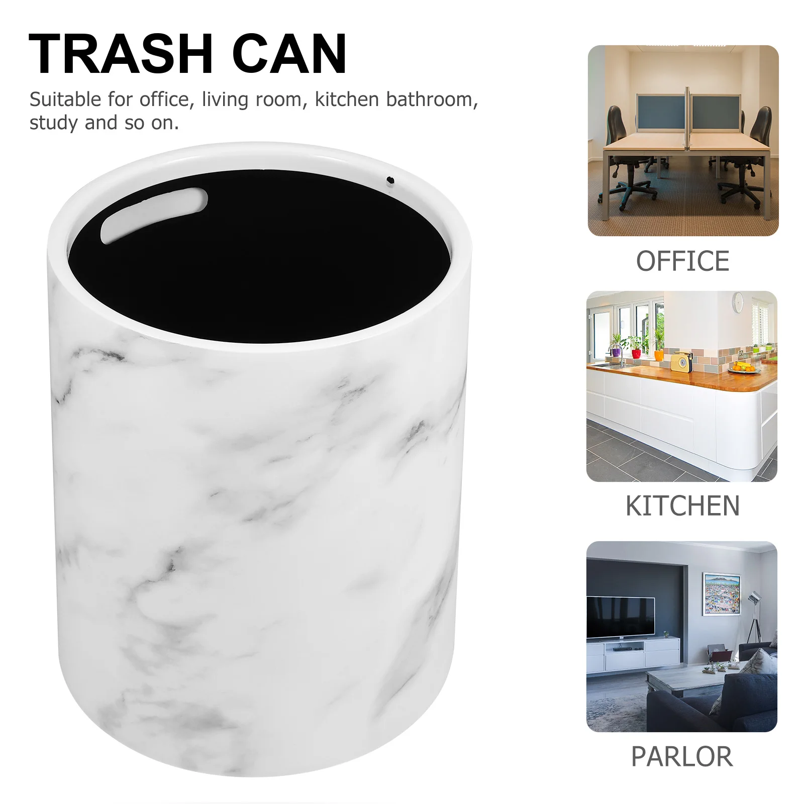 

Marbled Trash Can Garbage Container Bathroom Trashcan Dispenser Bin Kitchen Bedroom Pp Child