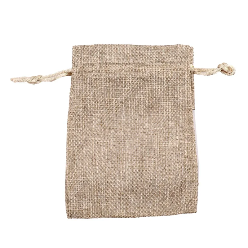 ABLN-180 szt. Lniane woreczki z organzy, woreczki z jutowego materiału ze sznurkiem, torby na prezenty świąteczne, torby na upominki ślubne, 10X14cm