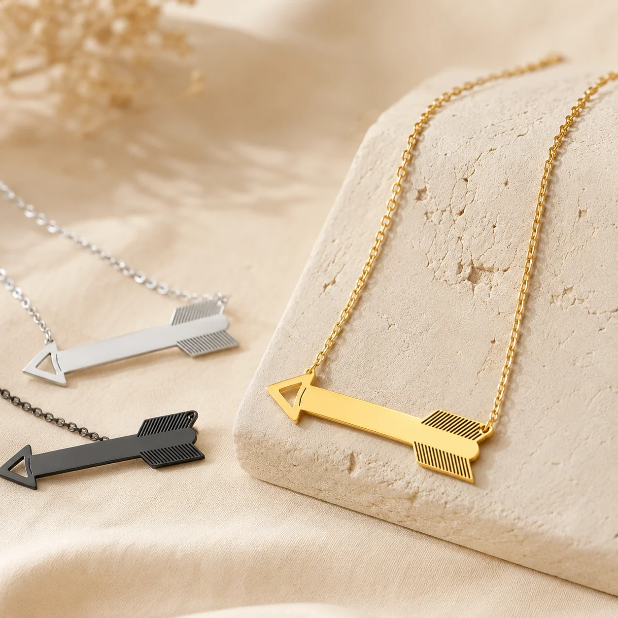 Custom Arrow Name Necklace Personalized Stainless Steel Engraved Initial Date Pendant Gift for Women