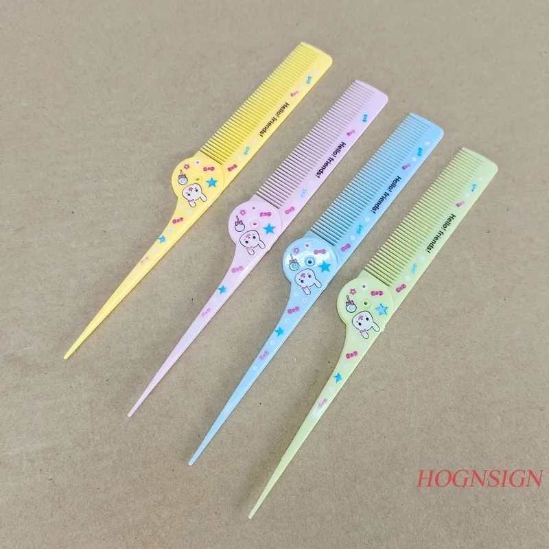 1PCS tooth comb Travel Portable Folding Tail Comb Cartoon Fine Tooth Hair Combs Plastic Makeup Children Cute Hairbrush For Girl