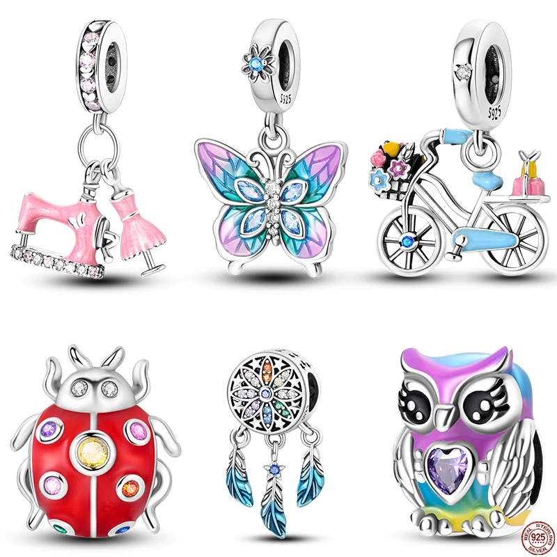 925スターリングシルバーミシンチャームビーズ、フィットs925オリジナルブレスレット、DIYファッションジュエリーギフト、ドレス、ksc055,100%