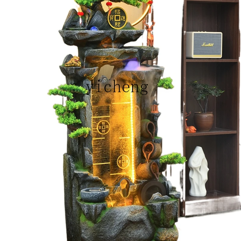 XL Flowing Water Ornaments Water Curtain Wall Landing Fortune Fengshui Ball Rockery Fountain Water Landscape