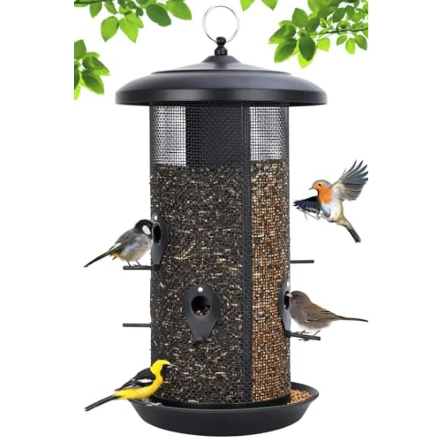 

Уличные подвесные кормушки для птиц, 6,5 фунтов, большие, металлические, трубчатые, с защитой от белок, для семян ежовика и нигера, привлекают финишеров