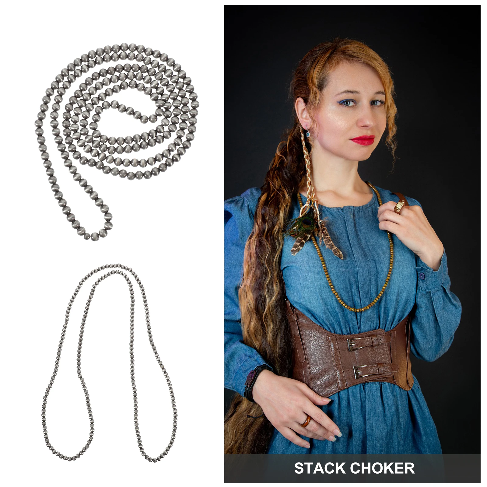

Necklace Women Vintage Style Beads Necklace Western Jewelry Clavicle Chain Fashion Accessories Long Necklaces For Women
