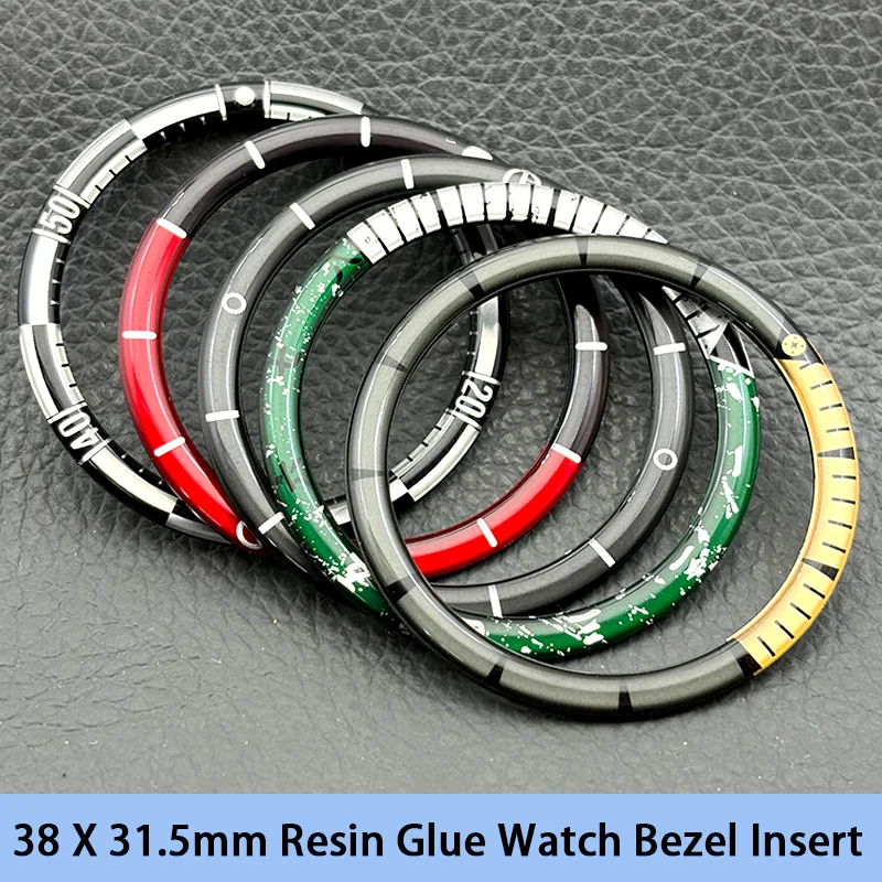 Mod 38mm*31.5mm Resin Glue Watch Bezel Insert Ring Fits SKX007 SKX009 SRPD Seamaster Diving Watch Case Watch Repair Parts Custom