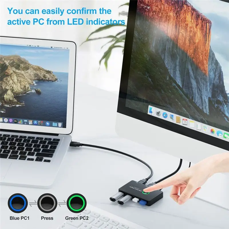 SCLS USB KVM Switch USB 3.0 KVM USB Switcher for Keyboard Mouse Printer Mi Box 2Pc Port Sharing 4Pcs Device USB Hub