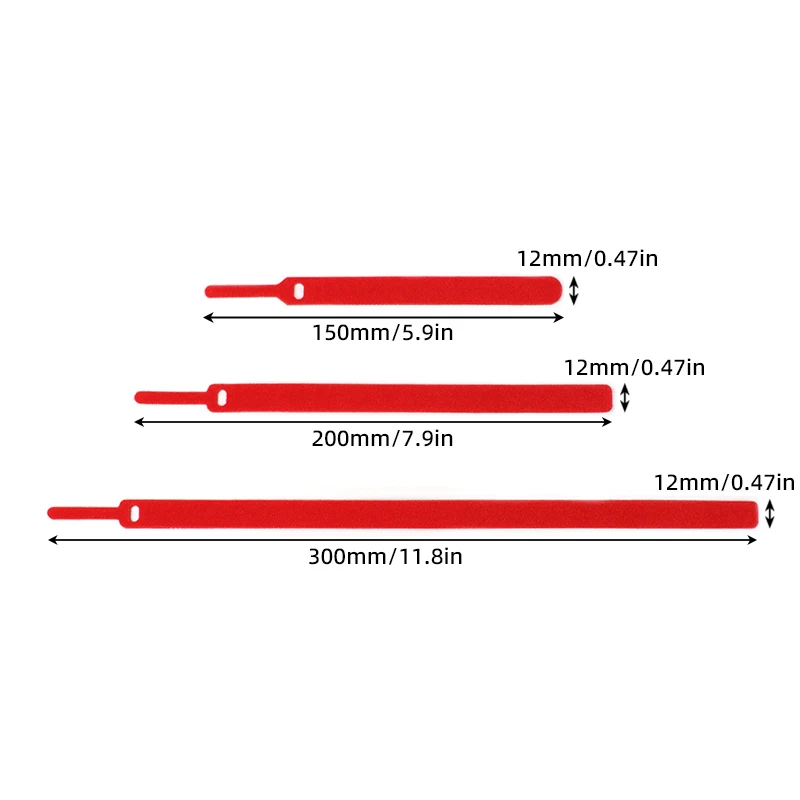 Red Releasable Cable Ties Wire Organizer 150 200 300mm Nylon Hook Loop Straps Wrap Zip Bundle Bandage Tie Plastics Fastening