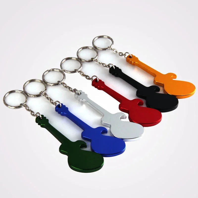 1Pcs Multifunction Creative Outdoor EDC Guitar Shaped Beer Opener Aluminum Alloy Bottle Opener Keychains Handy