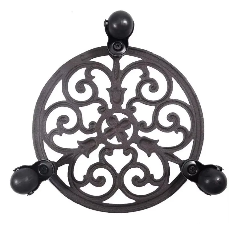 

Custom Heavy Duty Cast Iron Plants Caddy Potted Plants Bracket Pot Stand Indoor Outdoor Pot Stand Caster Rolling Tray