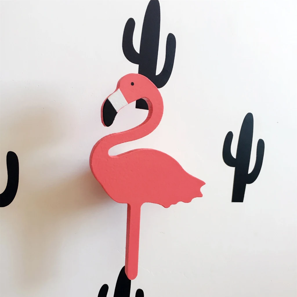 Red Flamingo Animal Shape Hook Clothes Hanger Holder kids children room Wall Decor