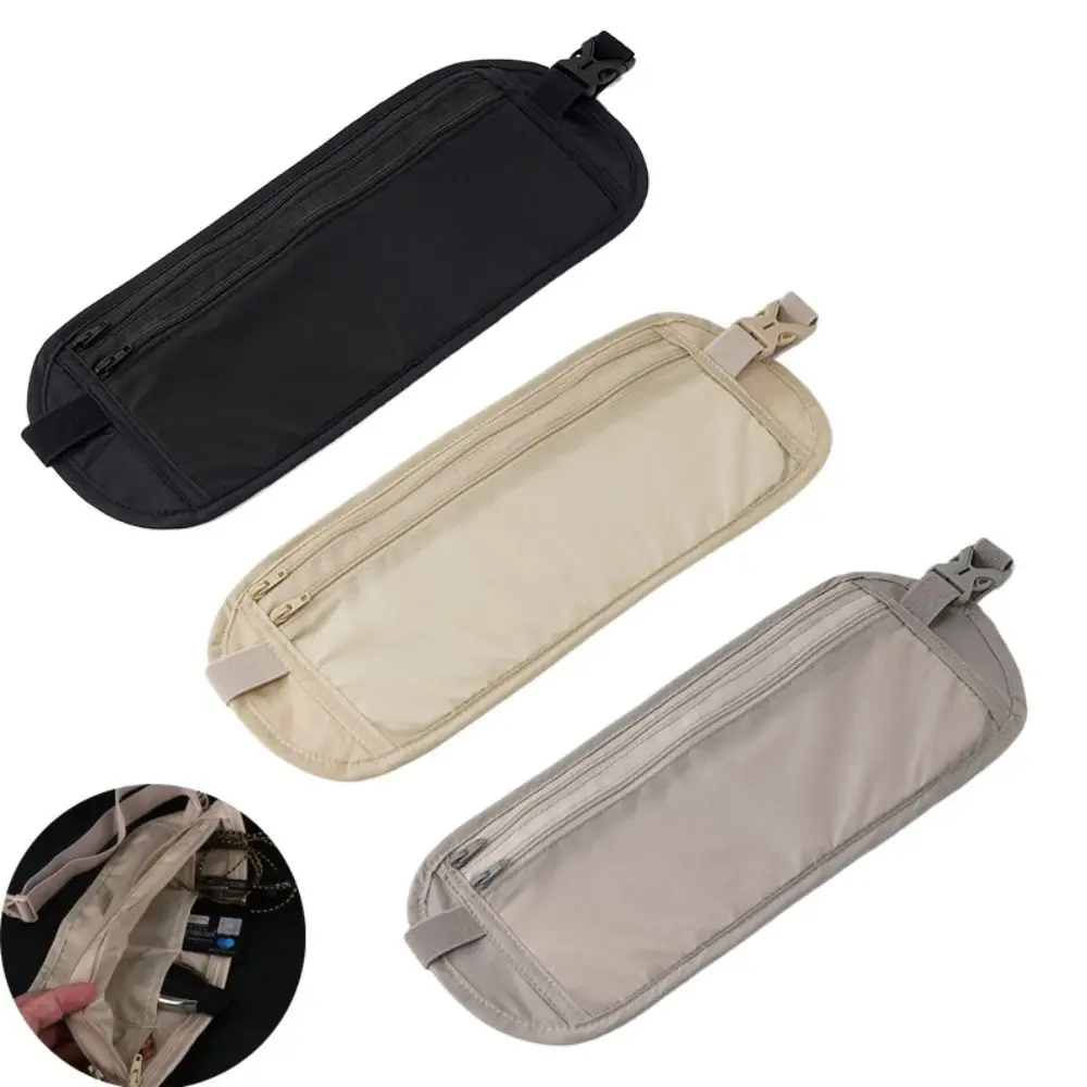 New Invisible Close-fitting Waist Bag Ultra-thin Solid Color Travel Passport Bag Anti-theft Breathable Hidden Security Wallet