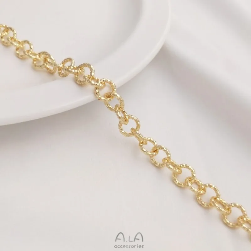 Color 14K Gold 8mm Batch Flower Round O Chain Thick Circle Chain Handmade DIY Bracelet Necklace Jewelry Loose Chain