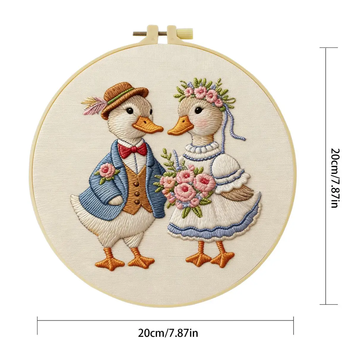 1 Stück 20X20CM/15X15CM 7,87/6,3 Zoll Tier - Ente Stickerei Starter-Kit DIY-Kit DIY-Stickerei-Set Handarbeiten Nähkunst – Detail 4
