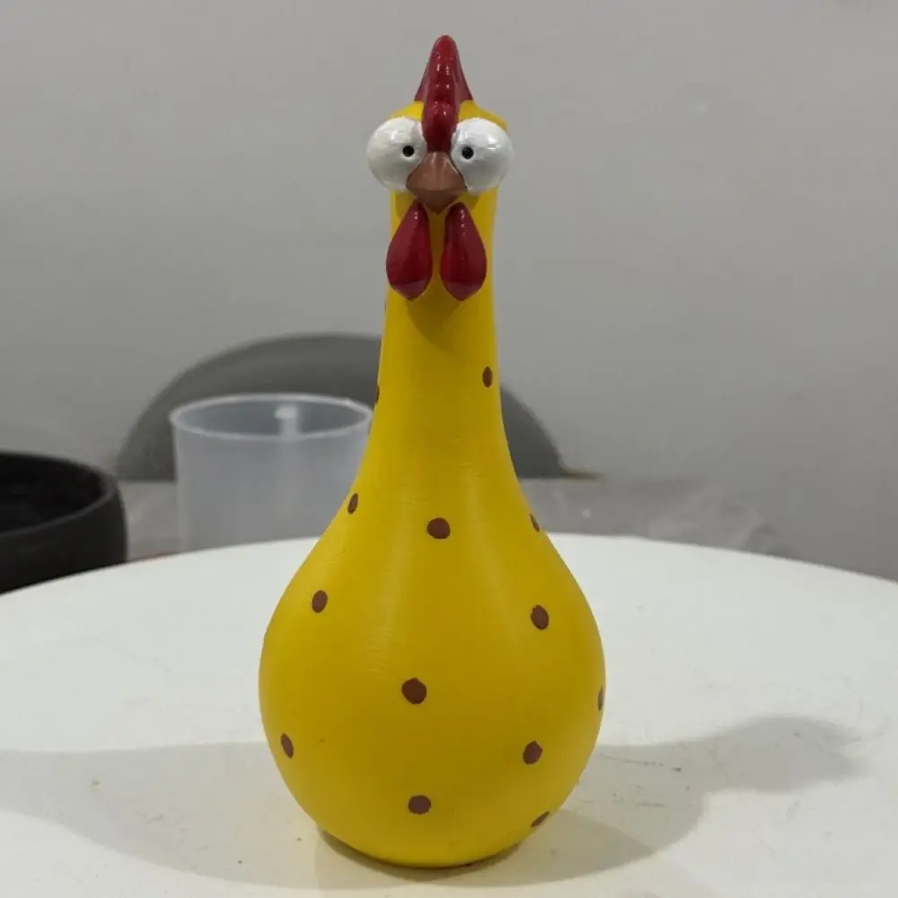 Colorful Dot Long Neck Chicken Vases Resin Art Cartoon Flower Vase Ornament Smooth Waterproof