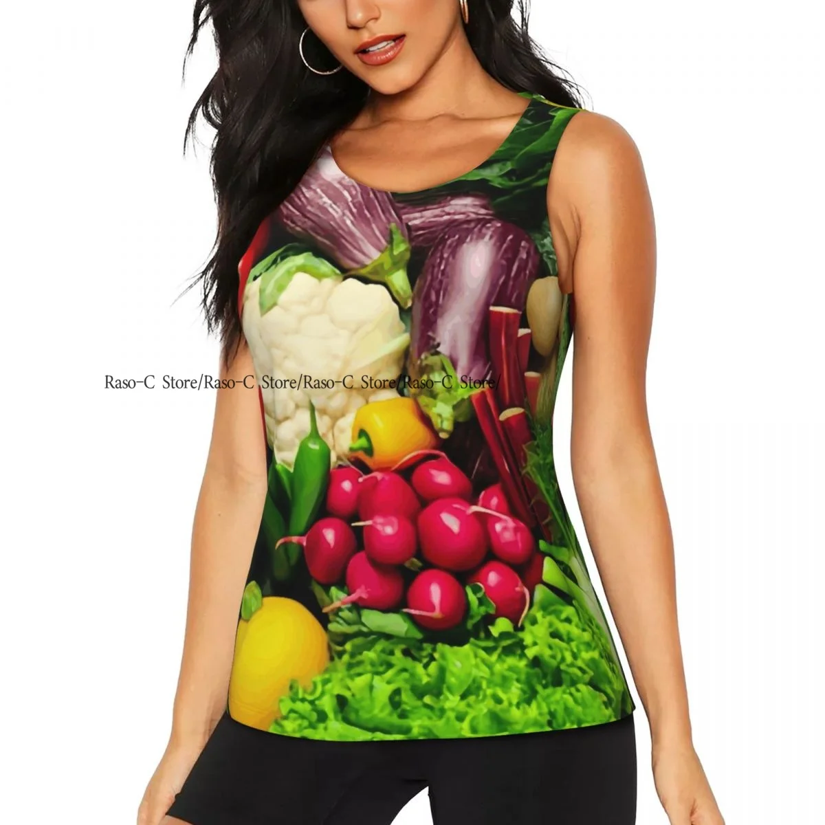 Women's Workout Tank Tops Quick Dry Sleeveless Athletic Shirts Fresh Vegetables Background Gym Yoga Tops