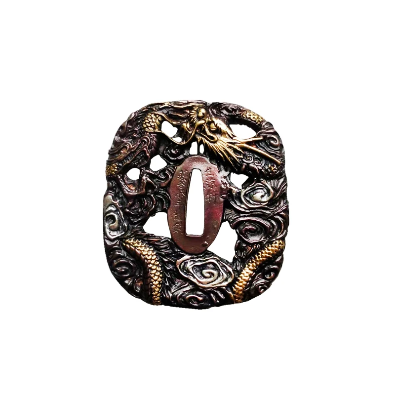 

Japanese Katana Tsuba Guard, Dragon Designed Tsuba Brass Material, Fuchi Kashira Menuki,Sword Accessories, New Brand, Wakizashi