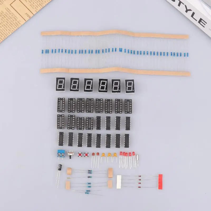 1set DIY Alarm Clock Soldering Practice Kit 4.5V-5.5V DC 6 Digits DIY Clock Kit Auto Display Time For Students And Diyers