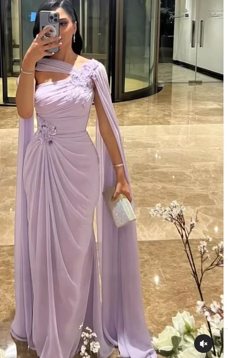 

Customized Saudi Evening Dresses Floor Length Off Shoulder Prom Dresses Formal Women Party Gowns Pink Chifon Maid of Honor Dress