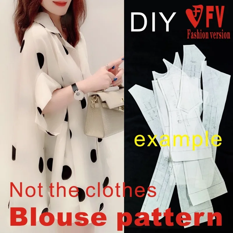 Pattern Making Women's Mid-length Bat Shirt 1:1 Clothes Sewing Drawing BCY-114