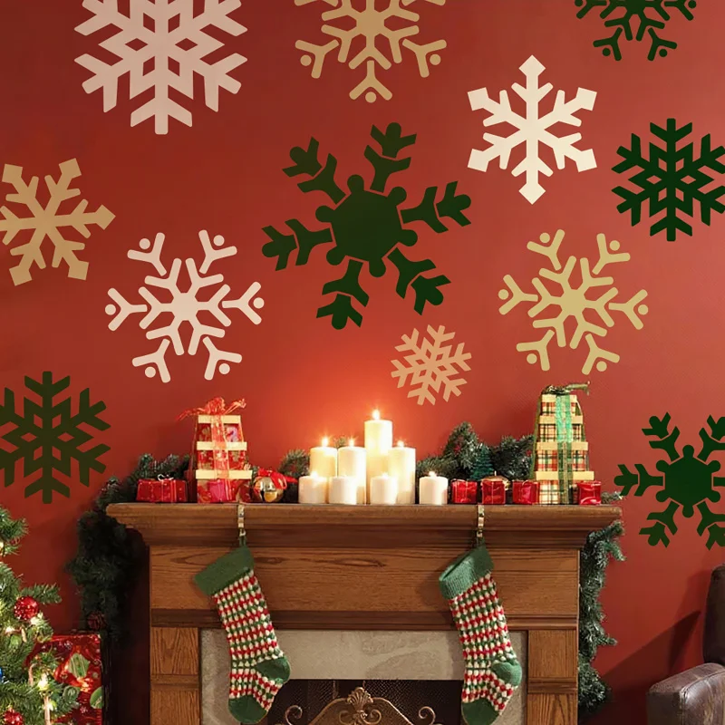 

Рождественский настенный трафарет в виде снежинки, 15-30 см, многоразовый шаблон для рисования, украшения на окнах, стены, двери, сделай сам, дом