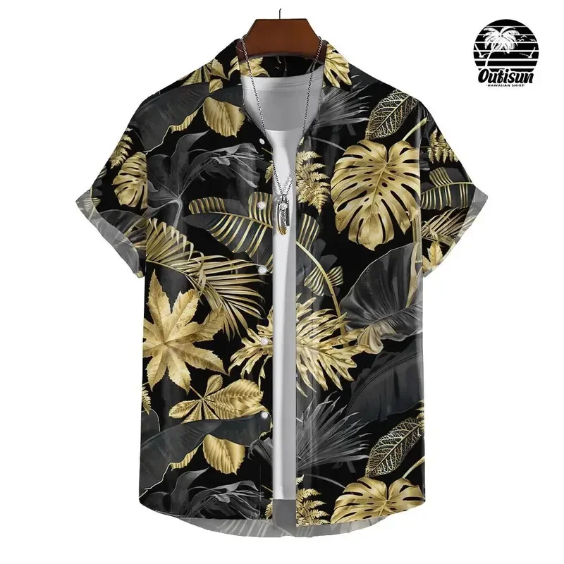 Tropical Rainforest Floral Print Men'S Casual Short Sleeve Shirt Summer Fashion Seaside Vacation Wear Tops Men'S Oversized Tops