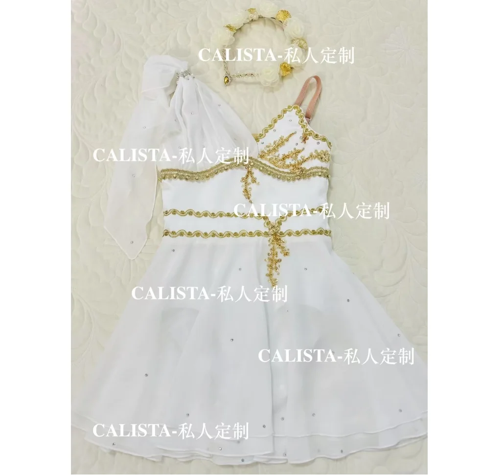 Angel Cupid Variations Tutu Private custom white gold and diamond embroidery flowing short tulle dress