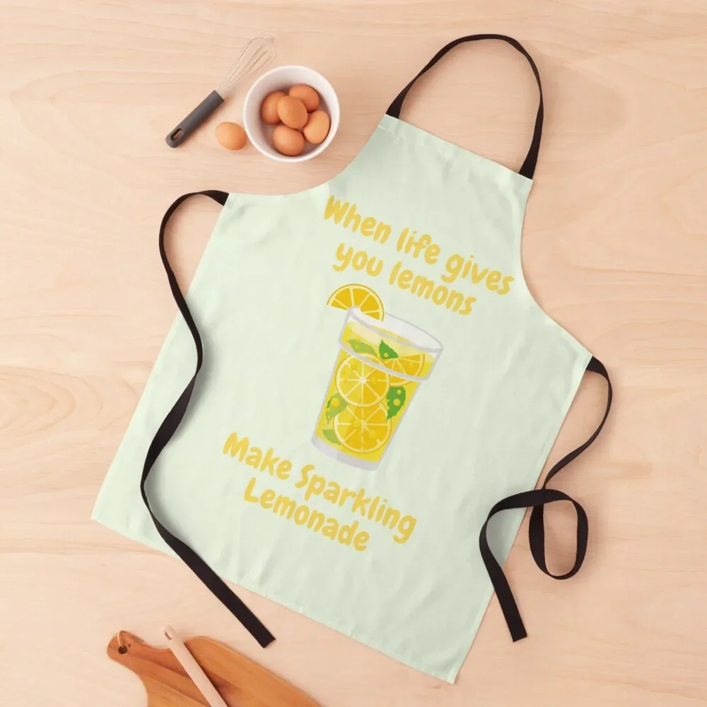 

When life gives you lemons make sparkling lemonade Apron work ladies waiter Apron