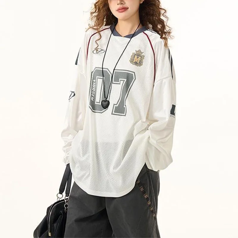 

Popular Niche Letter Printed Long-sleeved T-shirts Men Women Loose Commuting Fashionable American Tops